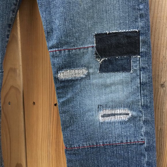 Seal Kay Patchwork Indigo Blue Denim Jeans Straight Leg Fit Womens Size 26 NWOT - Picture 5 of 16